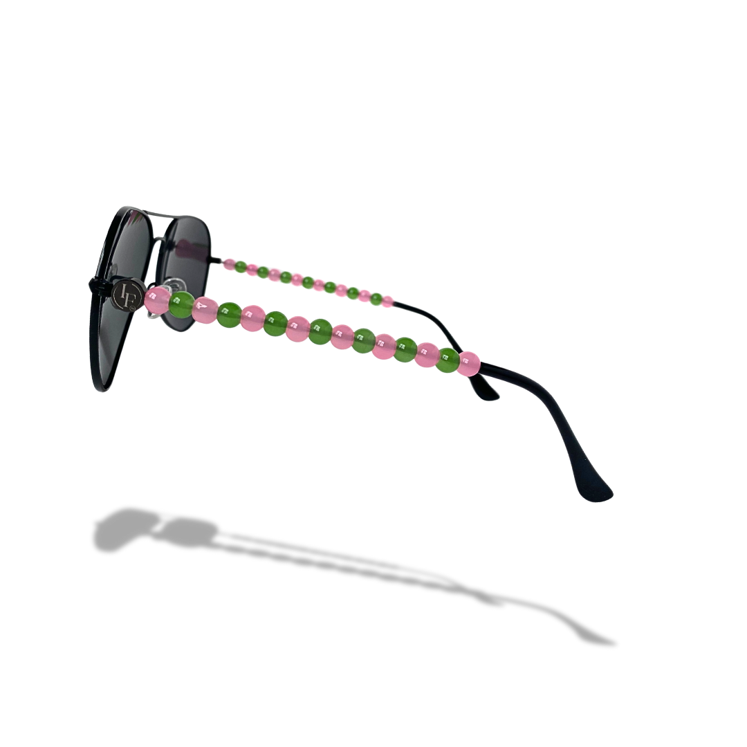 Pretty Girl Chic Pink and Green Beaded Sunglasses by Ivory & Finn™